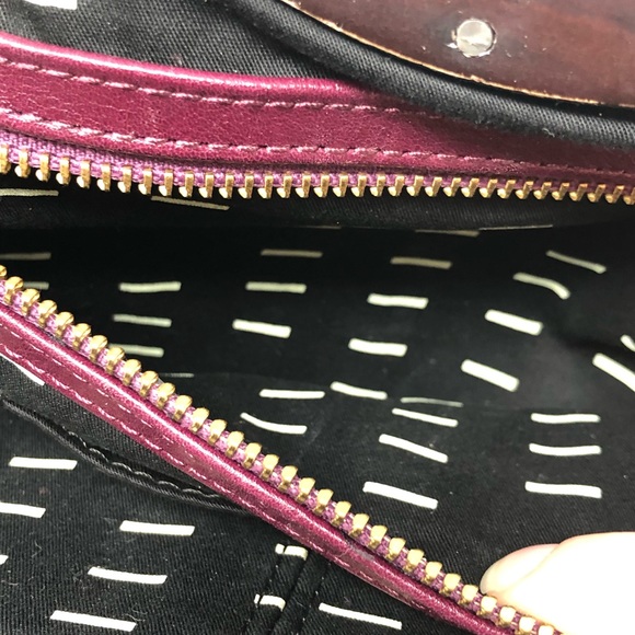 Rebecca Minkoff Lovers Clutch - Purple Red leather and wooden handle - Picture 11 of 12